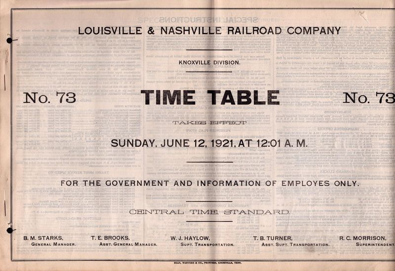 Louisville & Nashville Knoxville Division 1921
