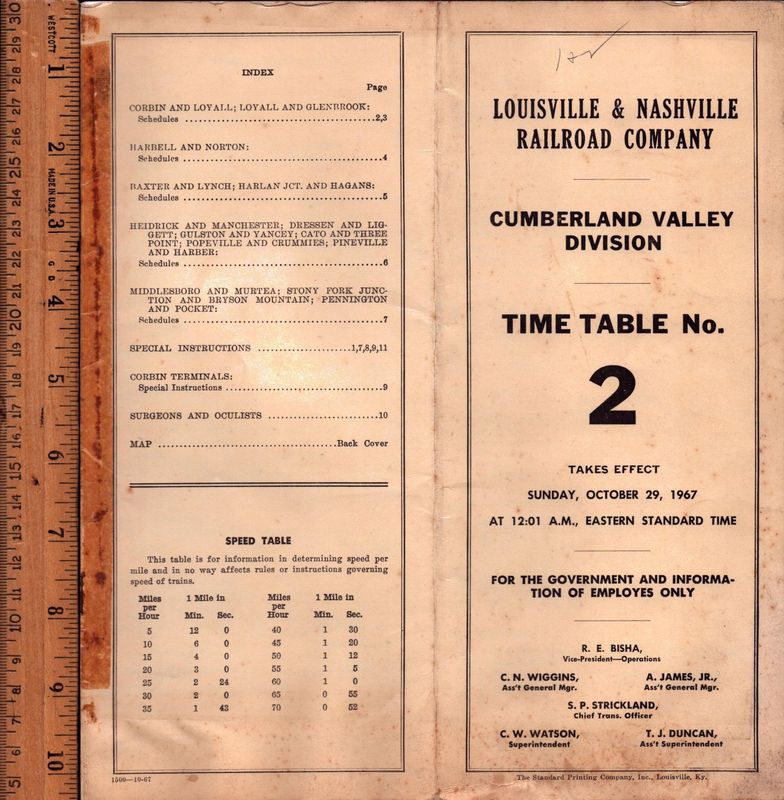 Louisville & Nashville Cumberland Valley Division 1967