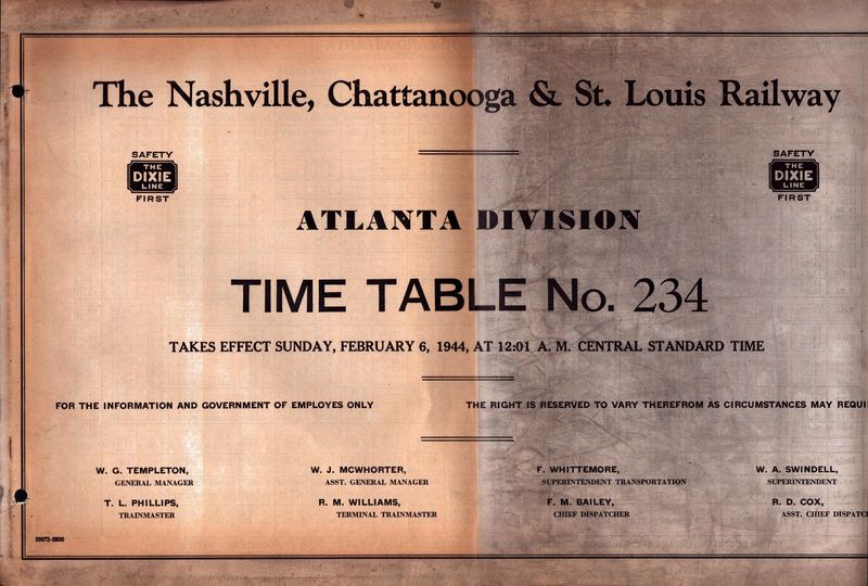Nashville, Chattanooga & St. Louis Atlanta Division 1944