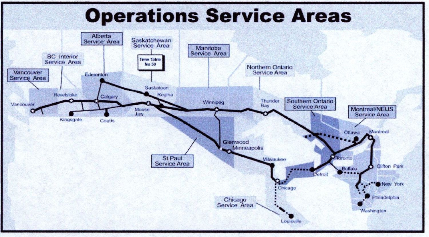 Canadian Pacific Operations Service Areas 2008 Canadian Pacific Operations Service Areas 2008
