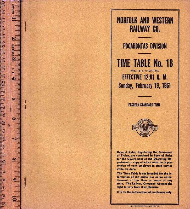 Norfolk & Western Pocahontas Division 1961
