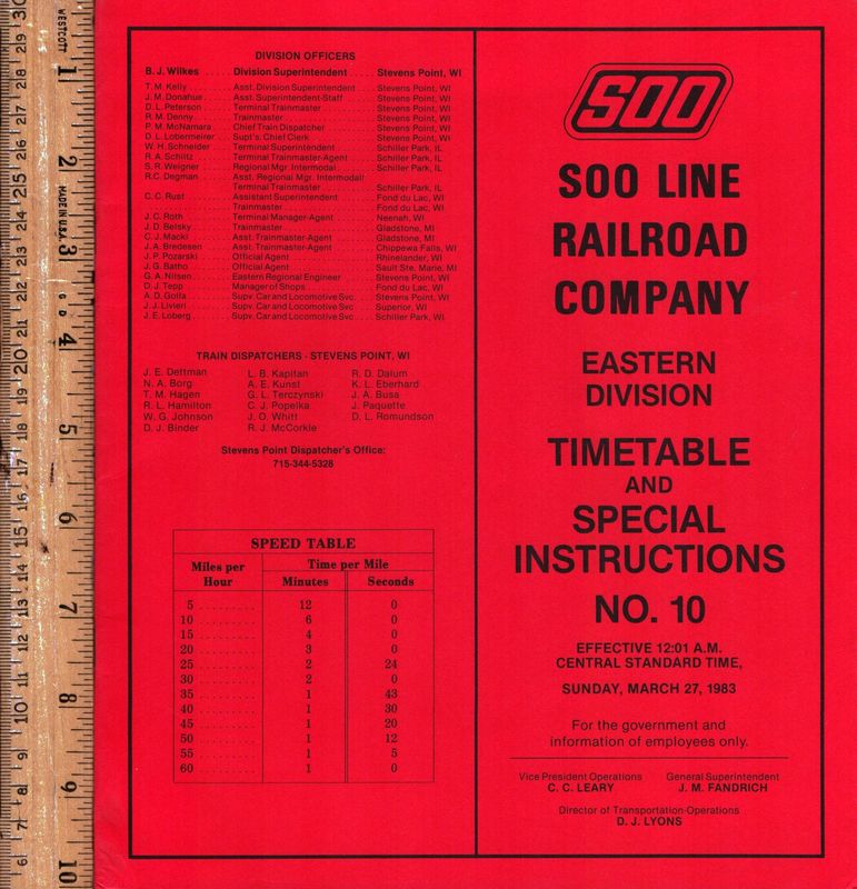 Soo Line Eastern Division 1983