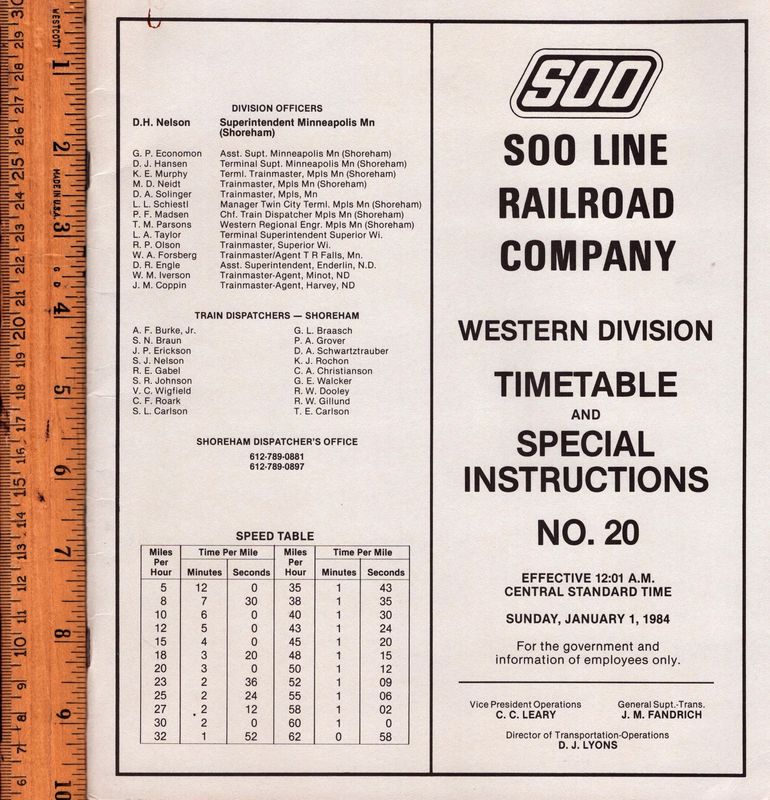 Soo Line Western Division 1984