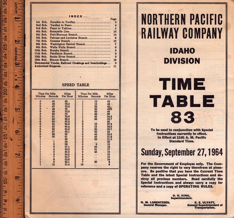Northern Pacific Idaho Division 1964