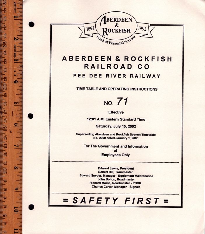 Aberdeen & Rockfish Railroad 2002