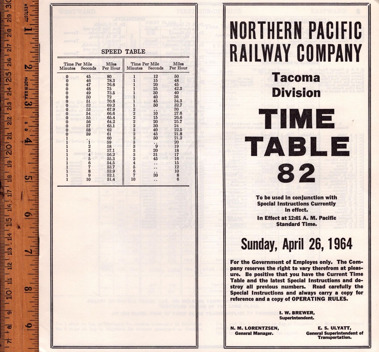 Northern Pacific Tacoma Division 1964