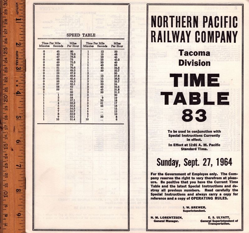Northern Pacific Tacoma Division 1964