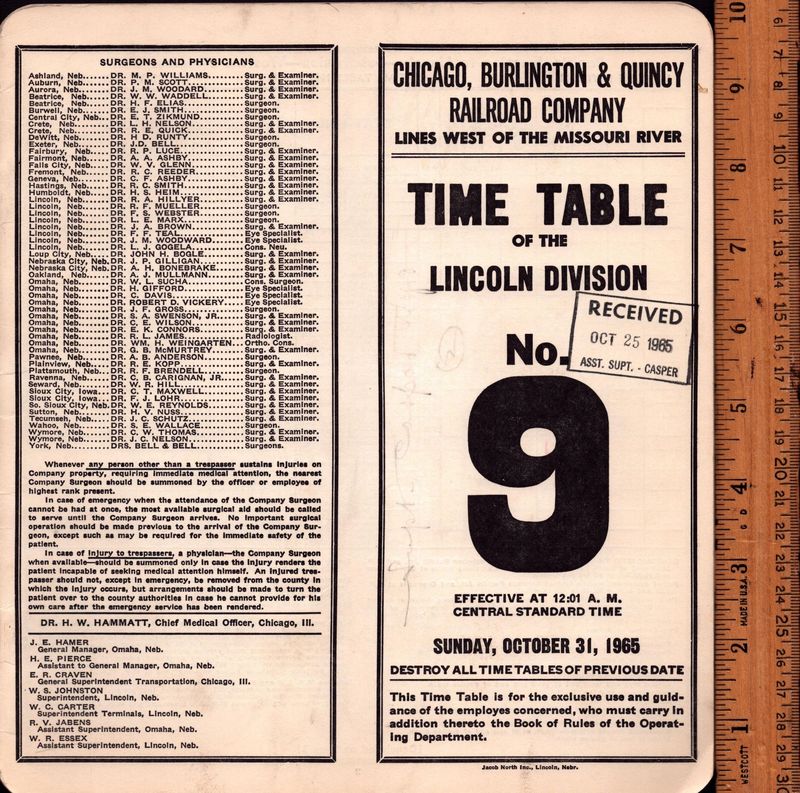Chicago, Burlington & Quincy Lincoln Division 1965