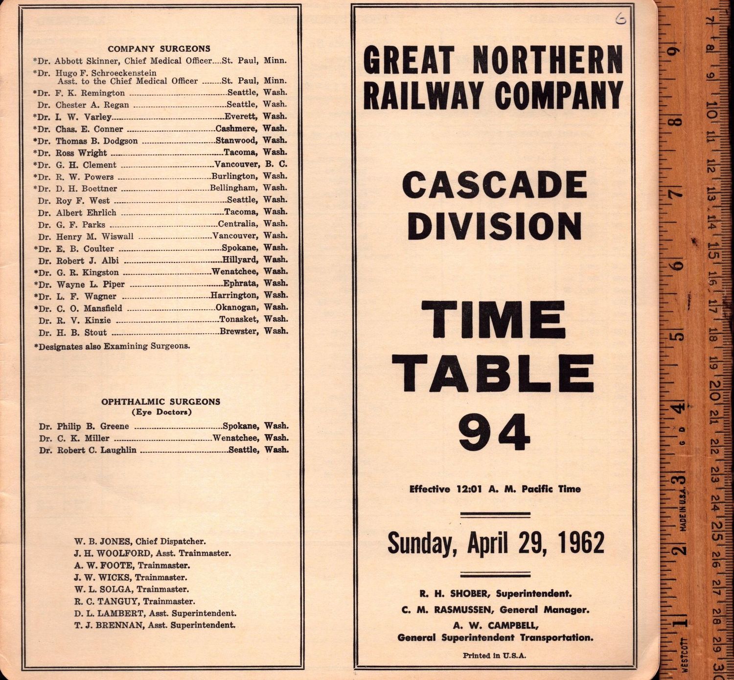 Great Northern Cascade Division 1962