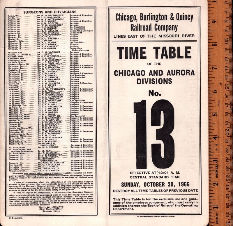 Chicago, Burlington & Quincy Chicago and Aurora Divisions 1966