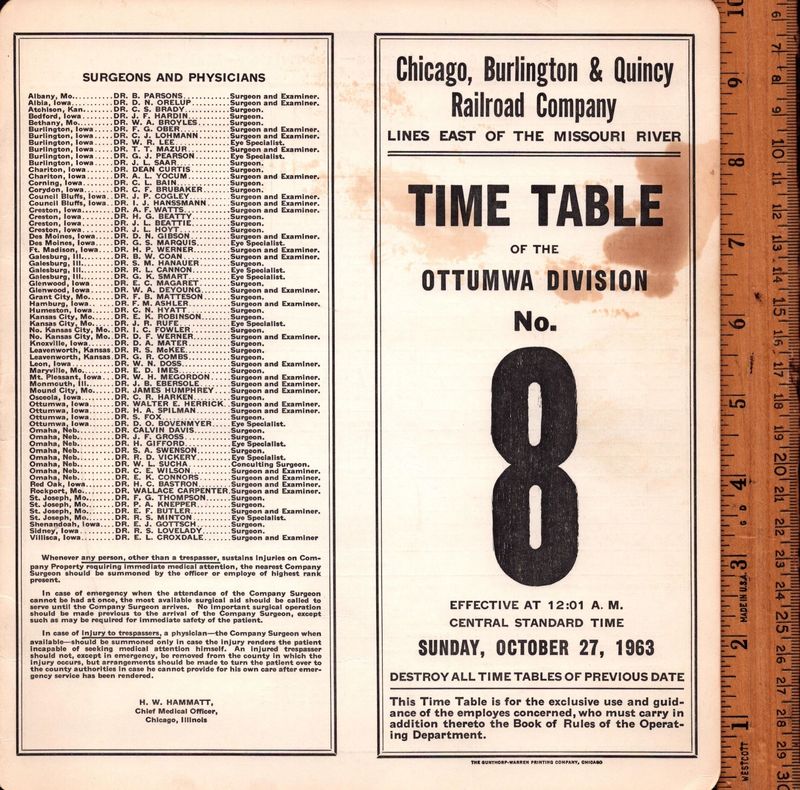 Chicago, Burlington & Quincy Ottumwa Division 1963