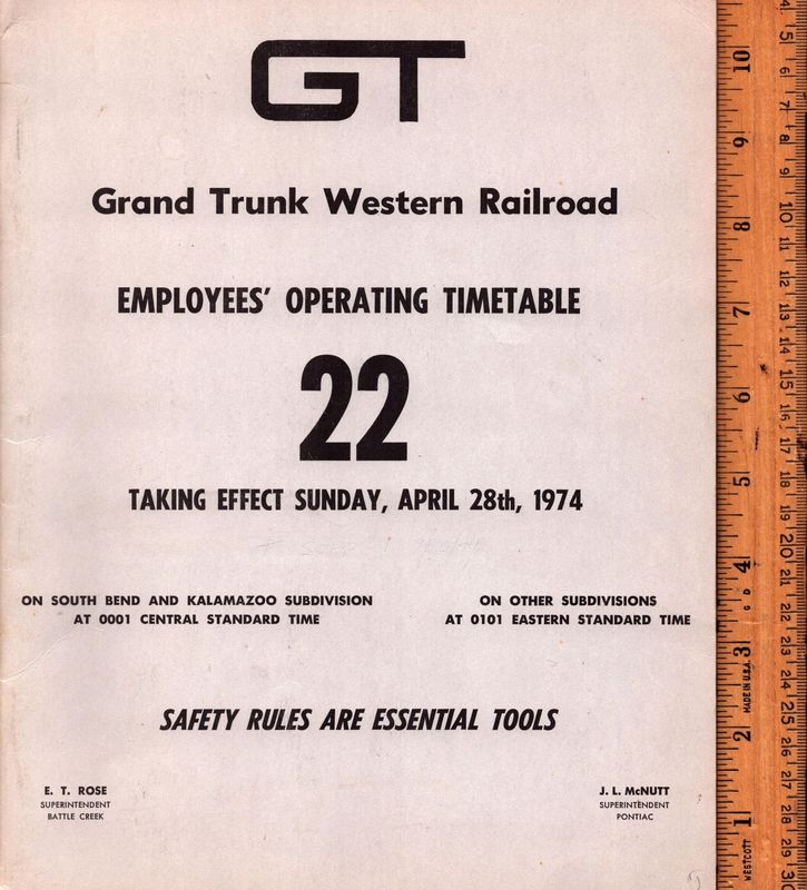 Grand Trunk Western Railroad 1974