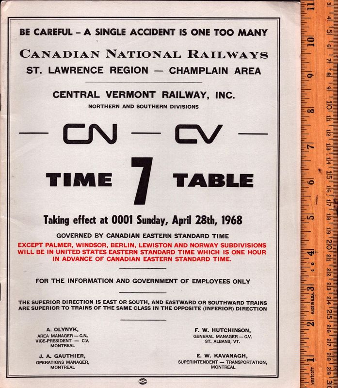 Canadian National Champlain Area / Central Vermont Railway 1968
