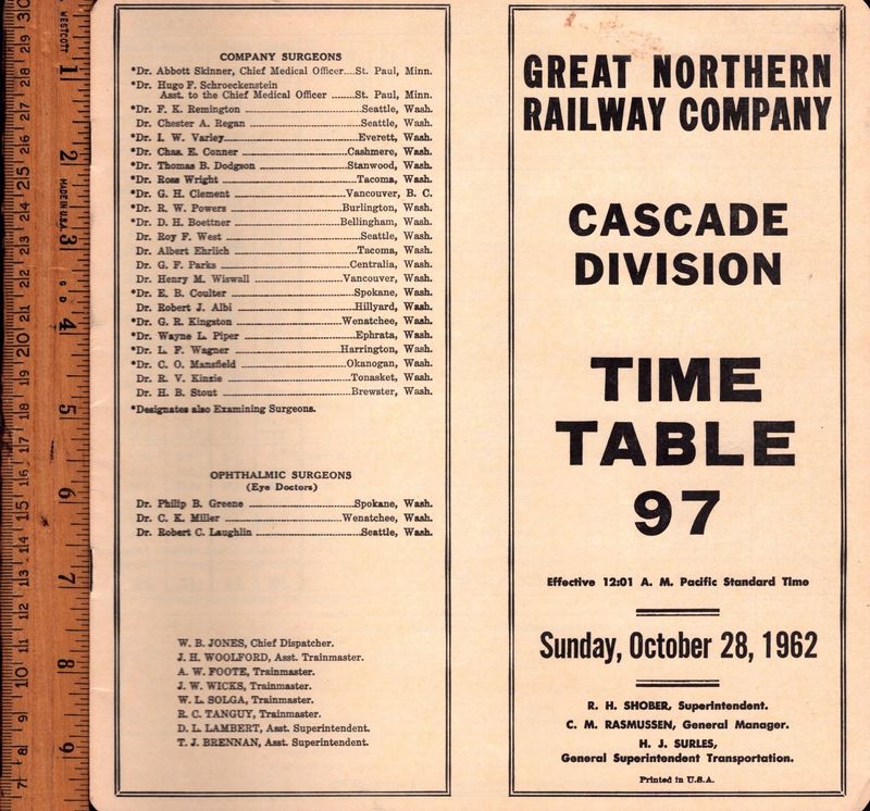 Great Northern Cascade Division 1962