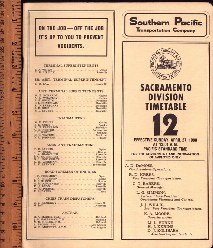 Southern Pacific Sacramento Division 1980