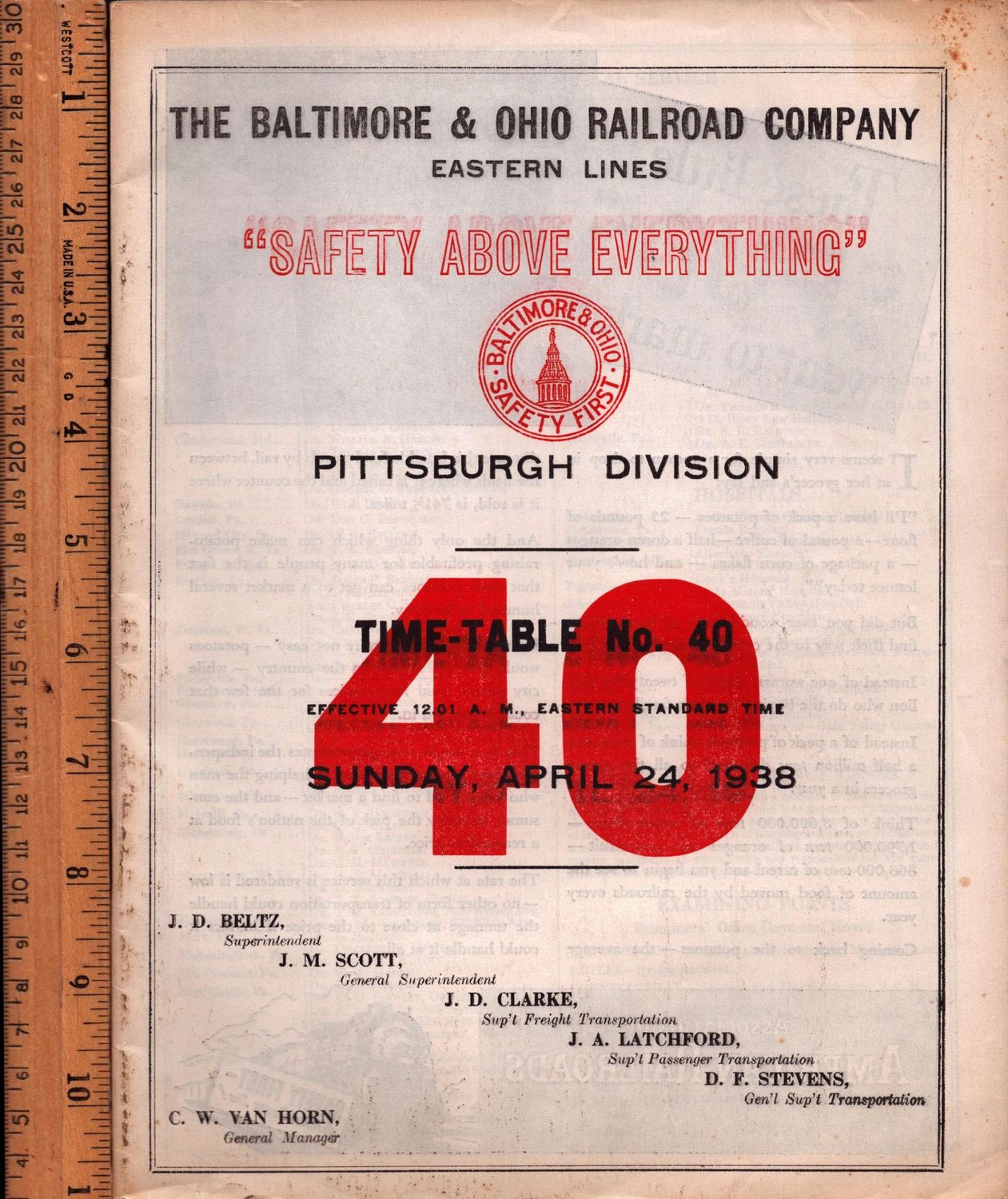 Baltimore & Ohio Pittsburgh Division 1938