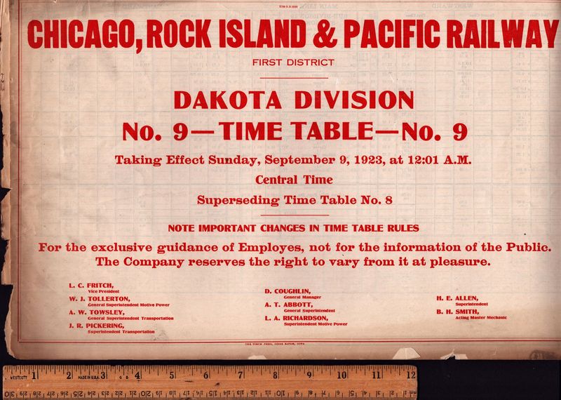 Rock Island Dakota Division 1923