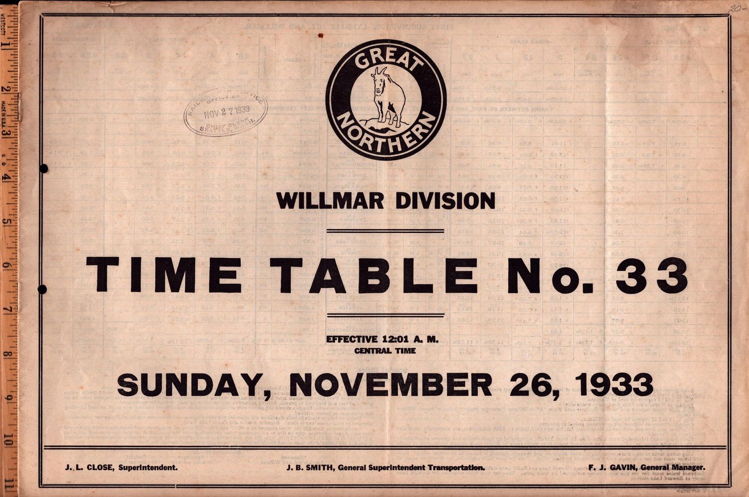 Great Northern Willmar Division 1933