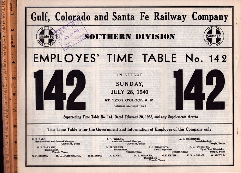 Gulf, Colorado and Santa Fe Southern Division 1940