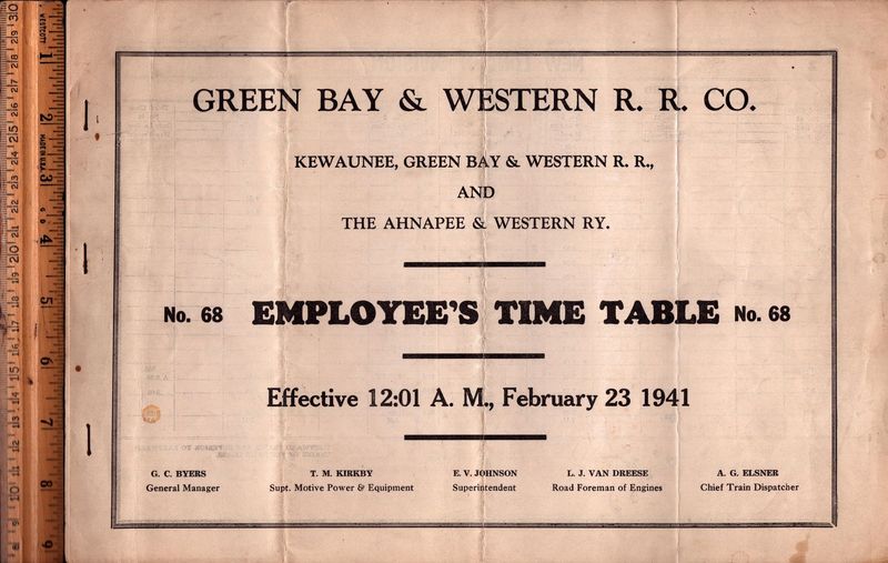 Green Bay & Western Railroad 1941