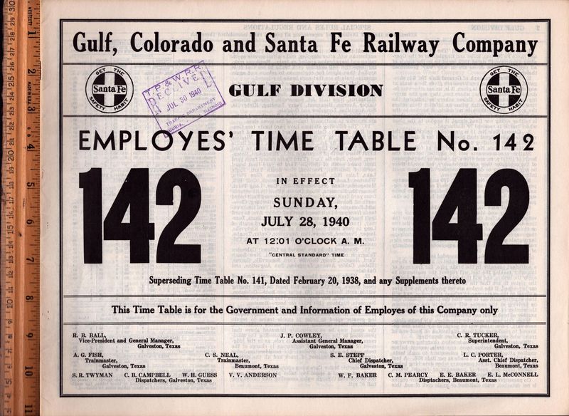 Gulf, Colorado and Santa Fe Gulf Division 1940