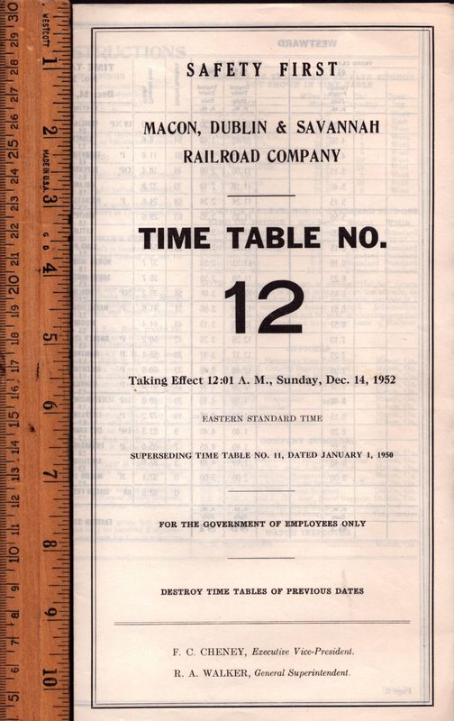 Macon, Dublin & Savannah Railroad 1952