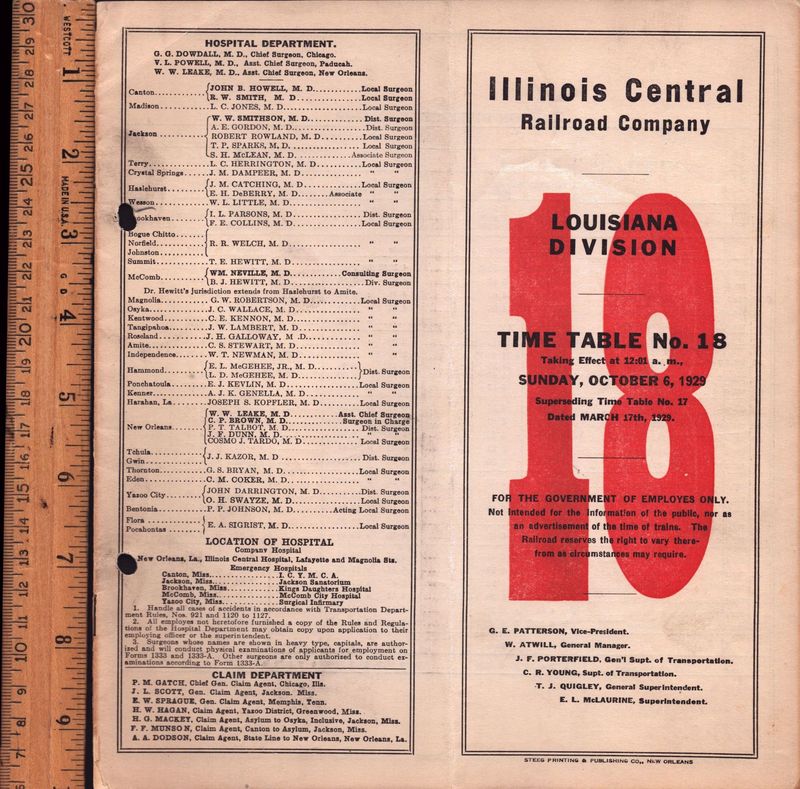 Illinois Central Louisiana Division 1929
