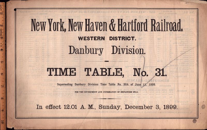 New Haven Danbury Division 1899
