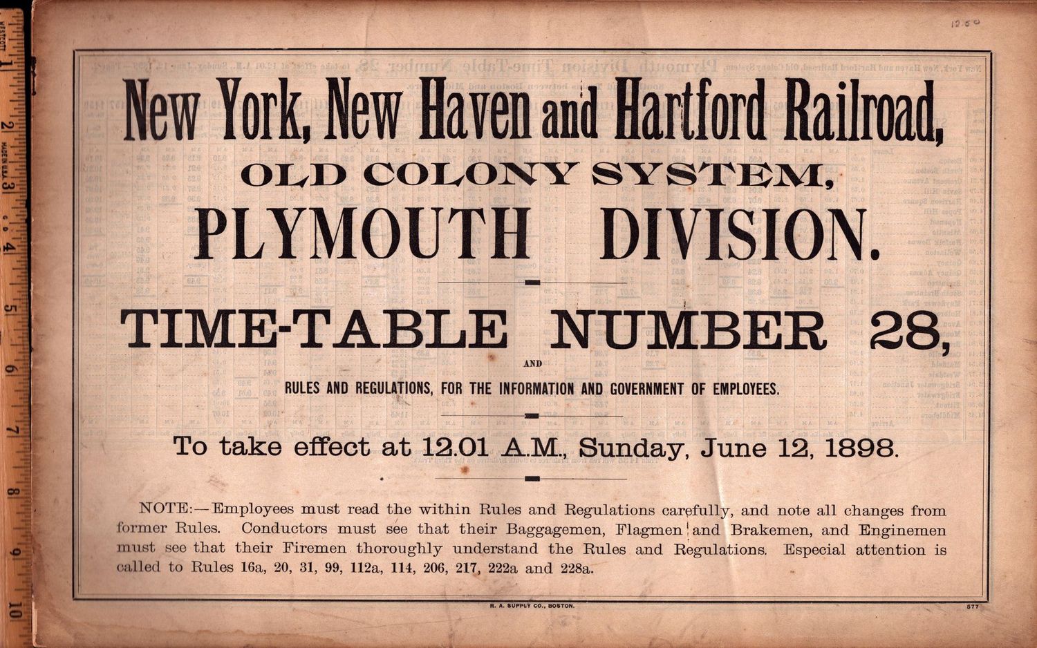 New Haven / Old Colony System Plymouth Division 1898