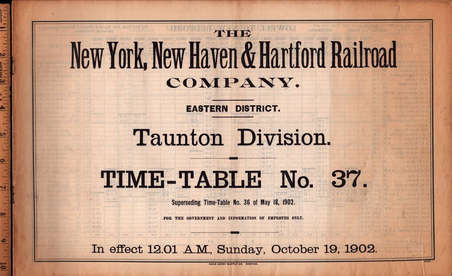 New Haven Taunton Division 1902