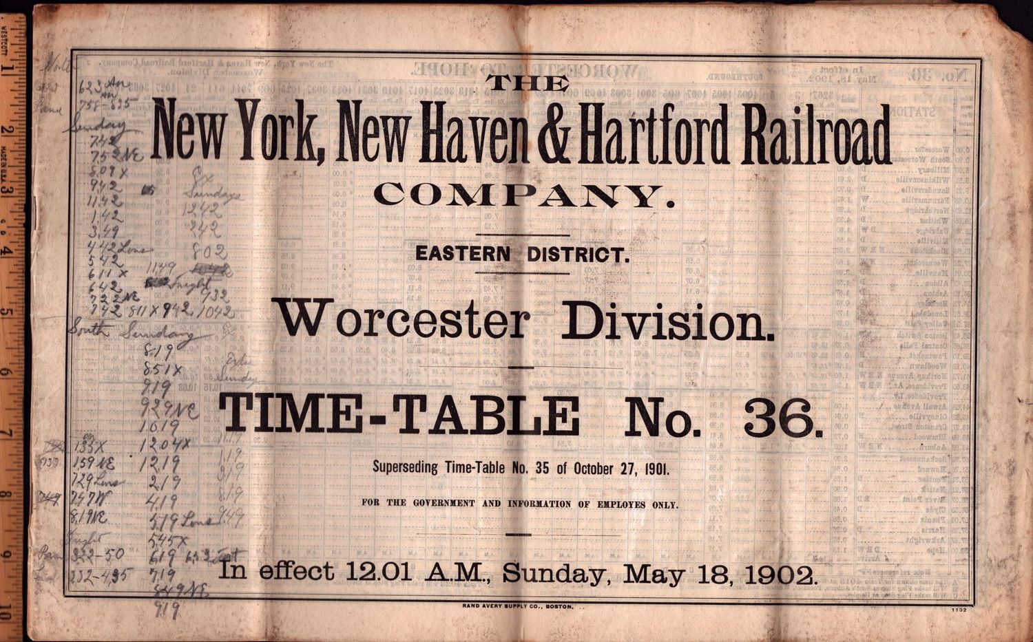 New Haven Worcester Division 1902