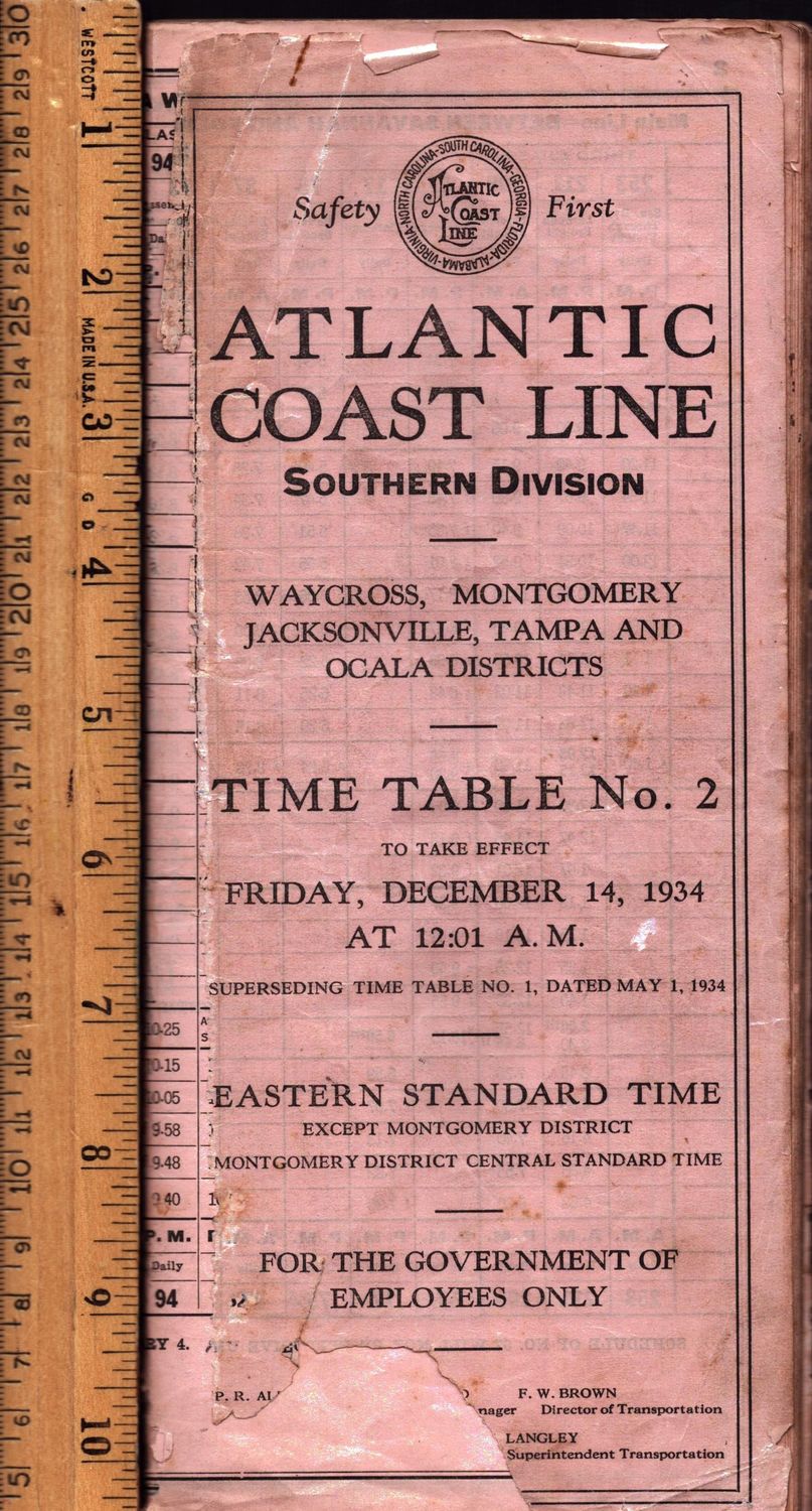 Atlantic Coast Line Southern Division 1934