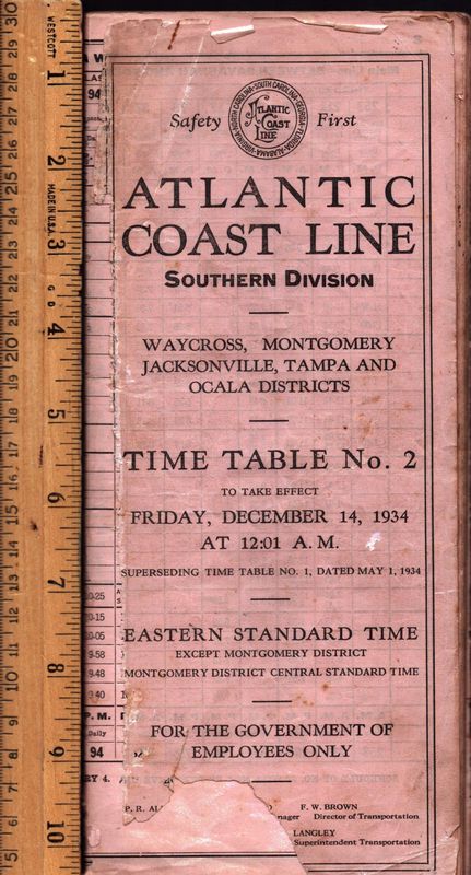 Atlantic Coast Line Southern Division 1934