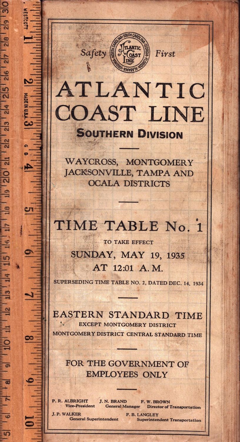 Atlantic Coast Line Southern Division 1935