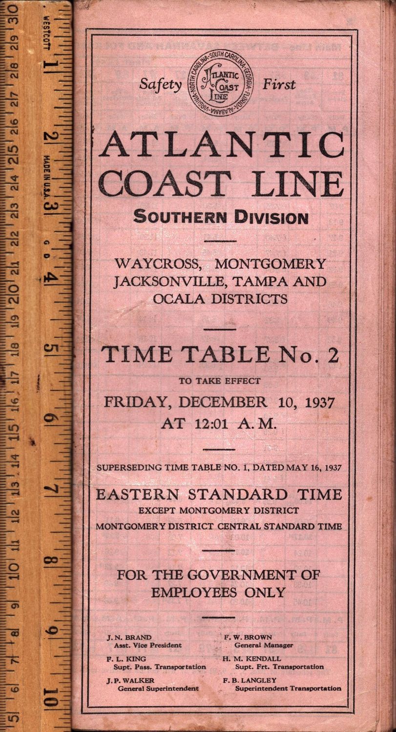 Atlantic Coast Line Southern Division 1937