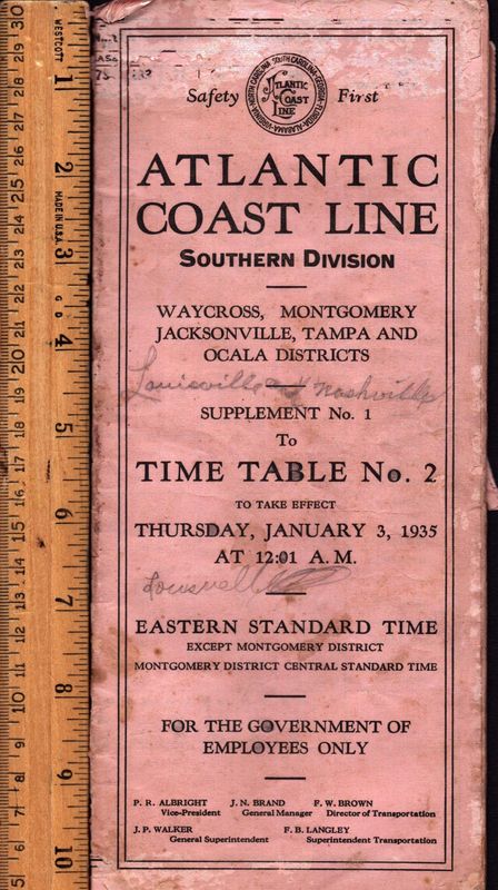 Atlantic Coast Line Southern Division 1935