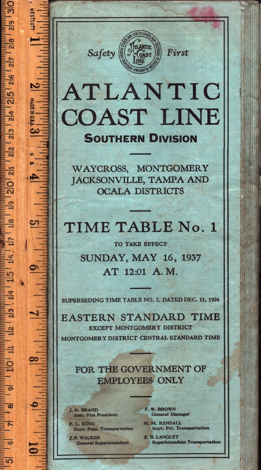 Atlantic Coast Line Southern Division 1937