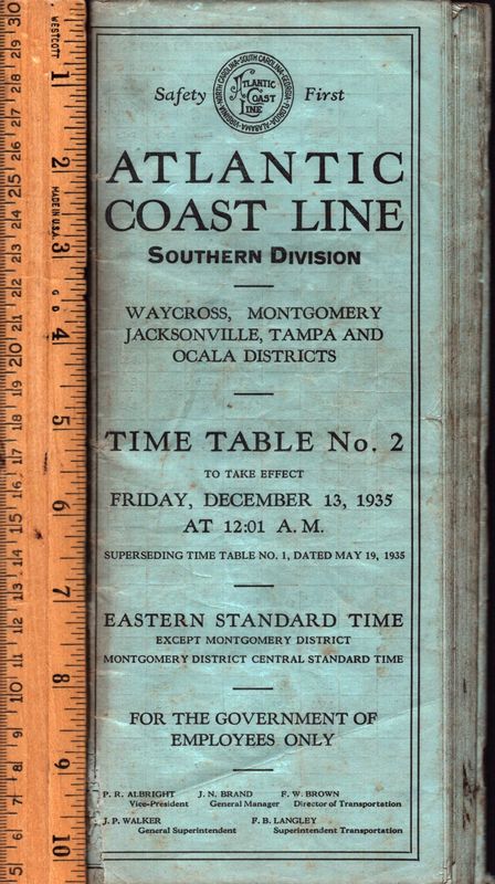 Atlantic Coast Line Southern Division 1935