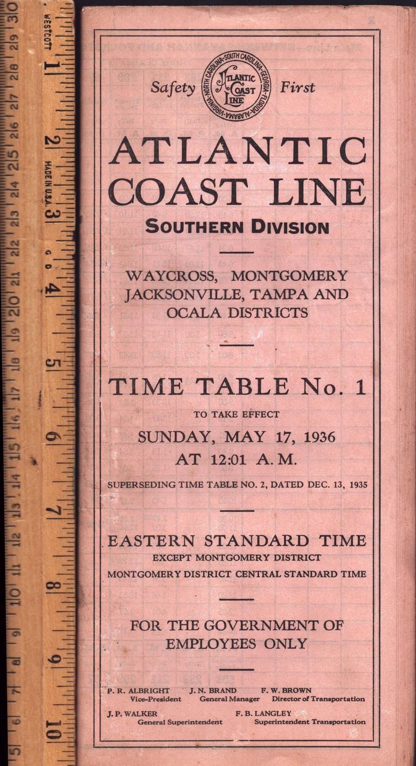 Atlantic Coast Line Southern Division 1936