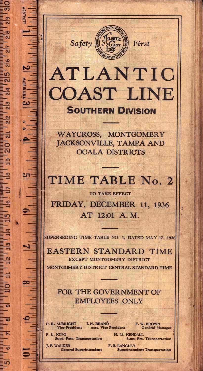 Atlantic Coast Line Southern Division 1936