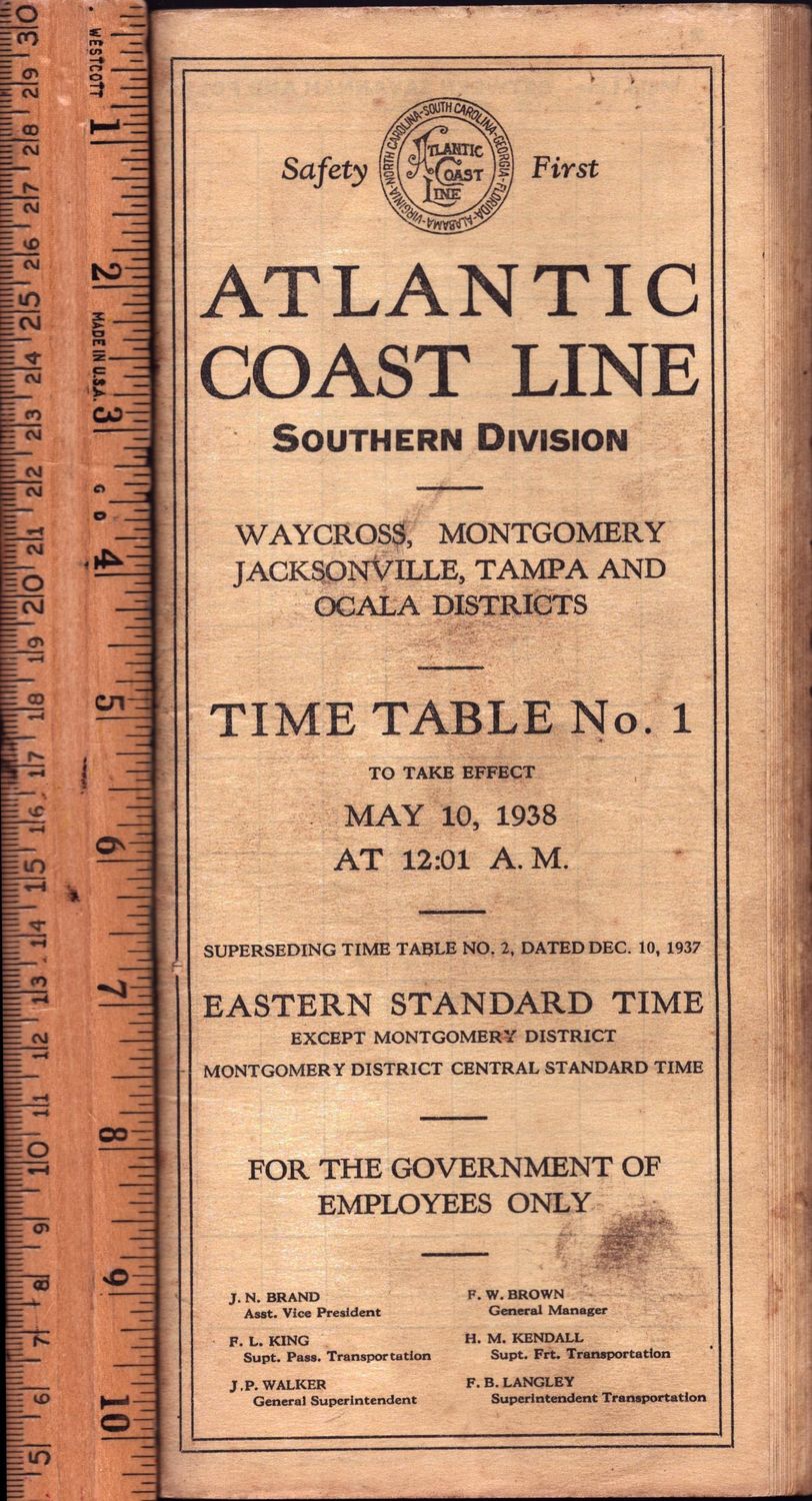 Atlantic Coast Line Southern Division 1938