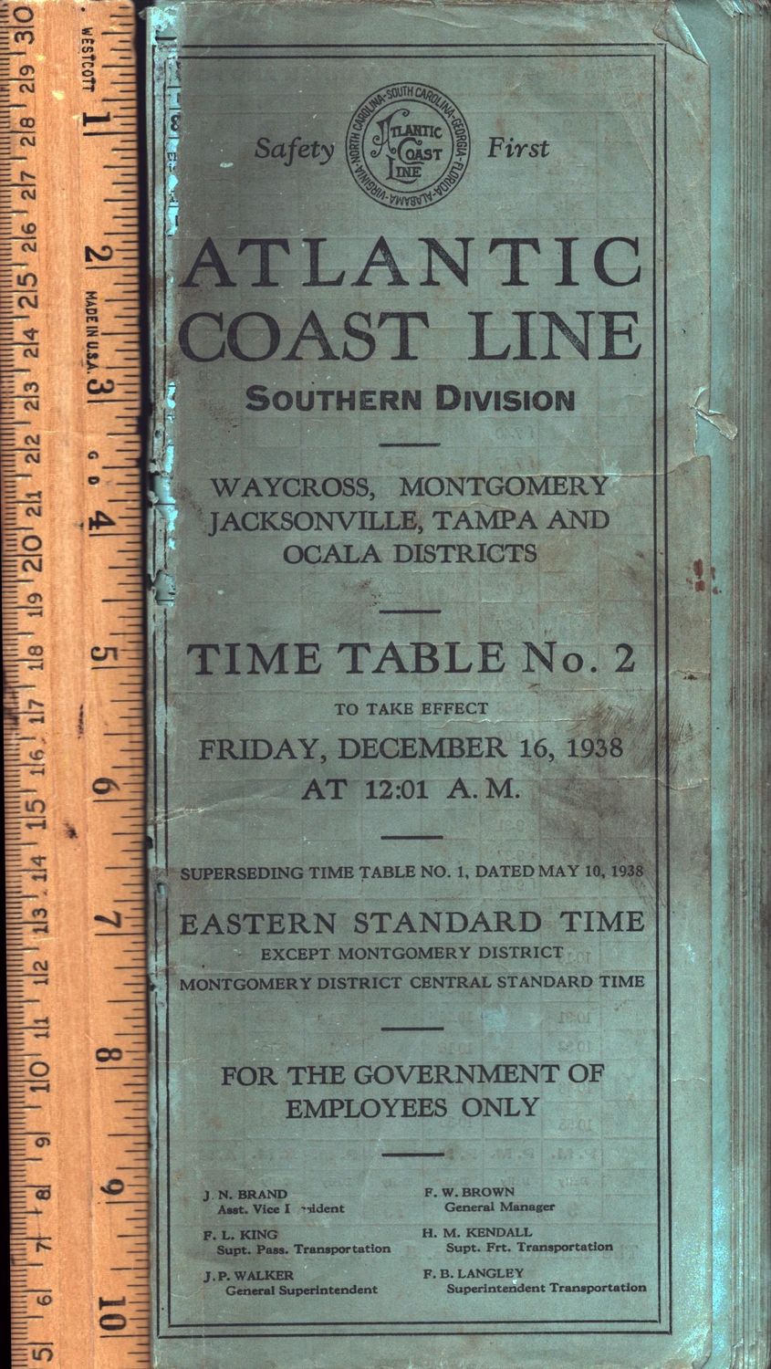 Atlantic Coast Line Southern Division 1938
