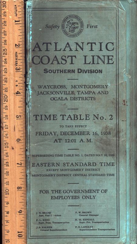 Atlantic Coast Line Southern Division 1938