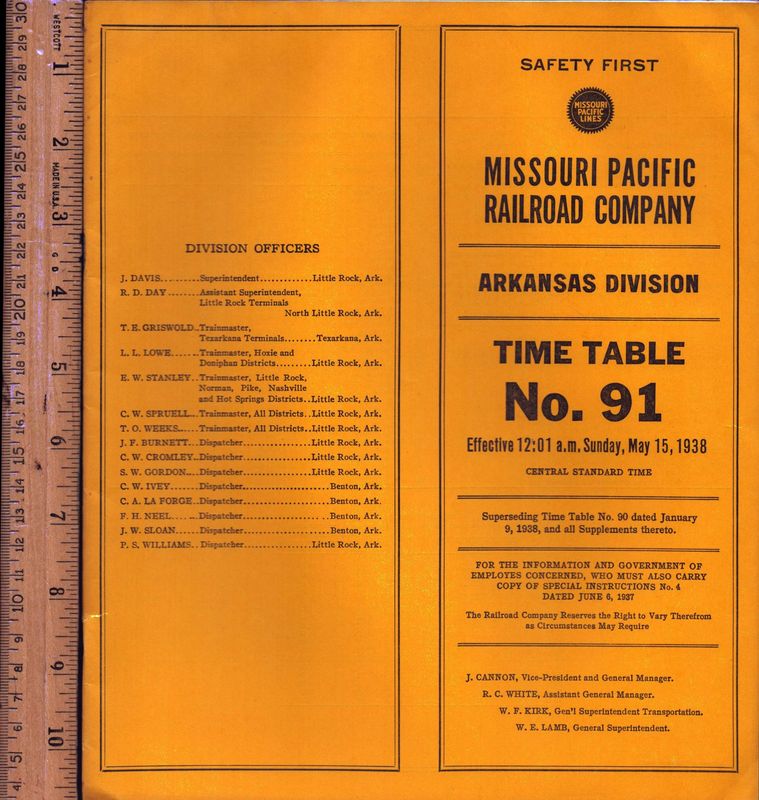 Missouri Pacific Arkansas Division 1938