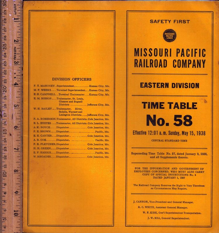 Missouri Pacific Eastern Division 1938