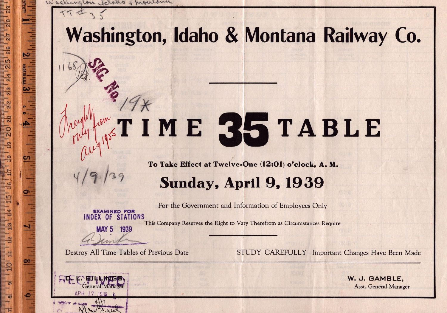 Washington, Idaho & Montana Railway 1939