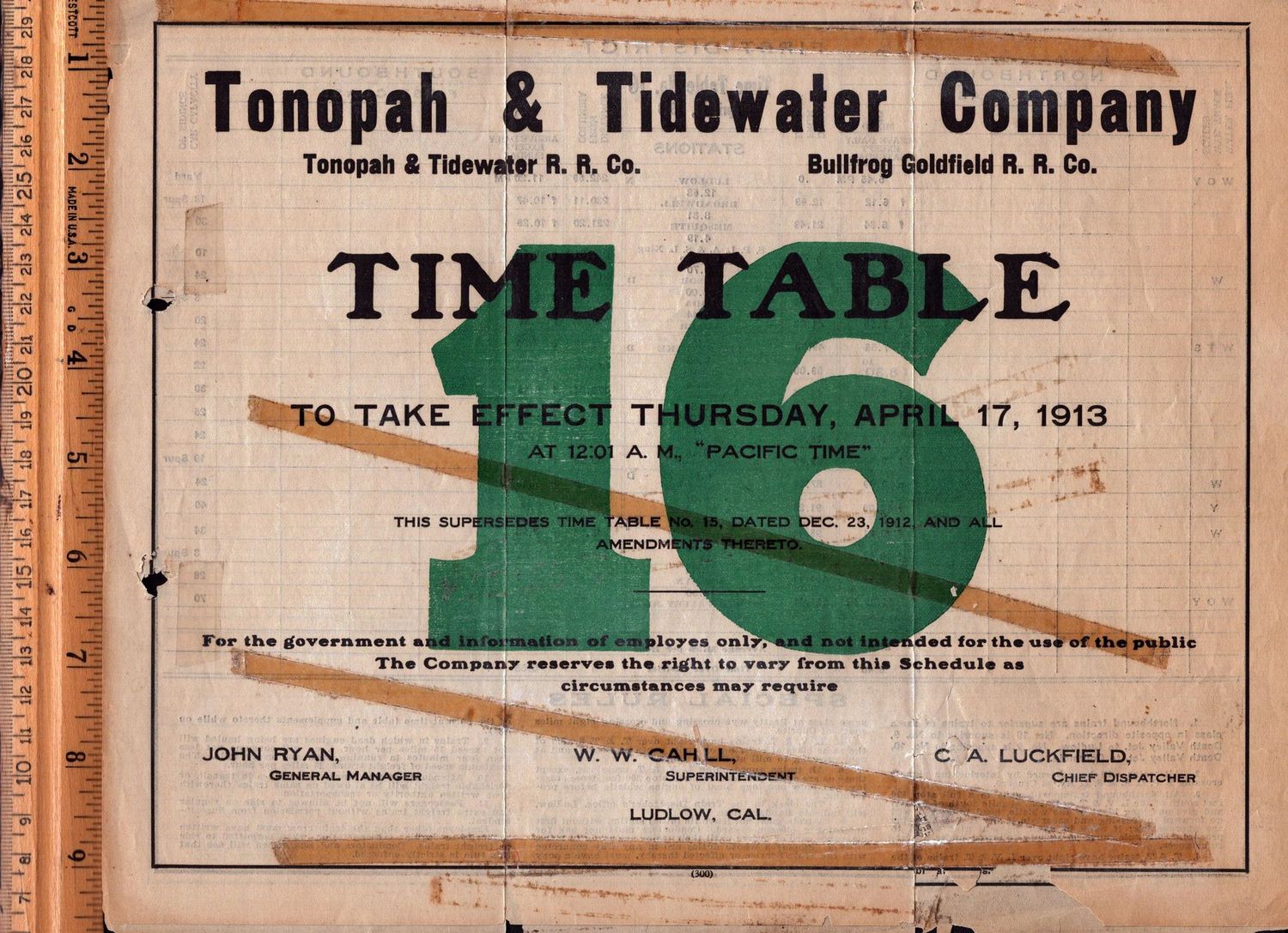 Tonopah & Tidewater Company 1913 Tonopah & Tidewater Company 1913