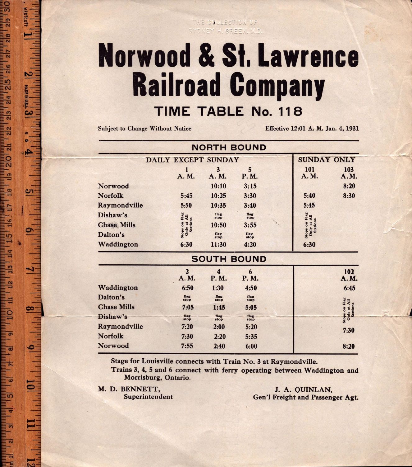 Norwood & St. Lawrence Railroad 1931