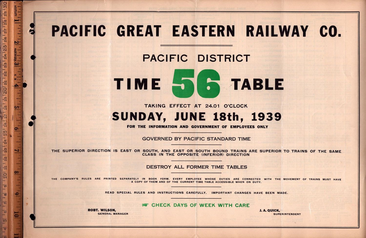 Pacific Great Eastern Railway 1939