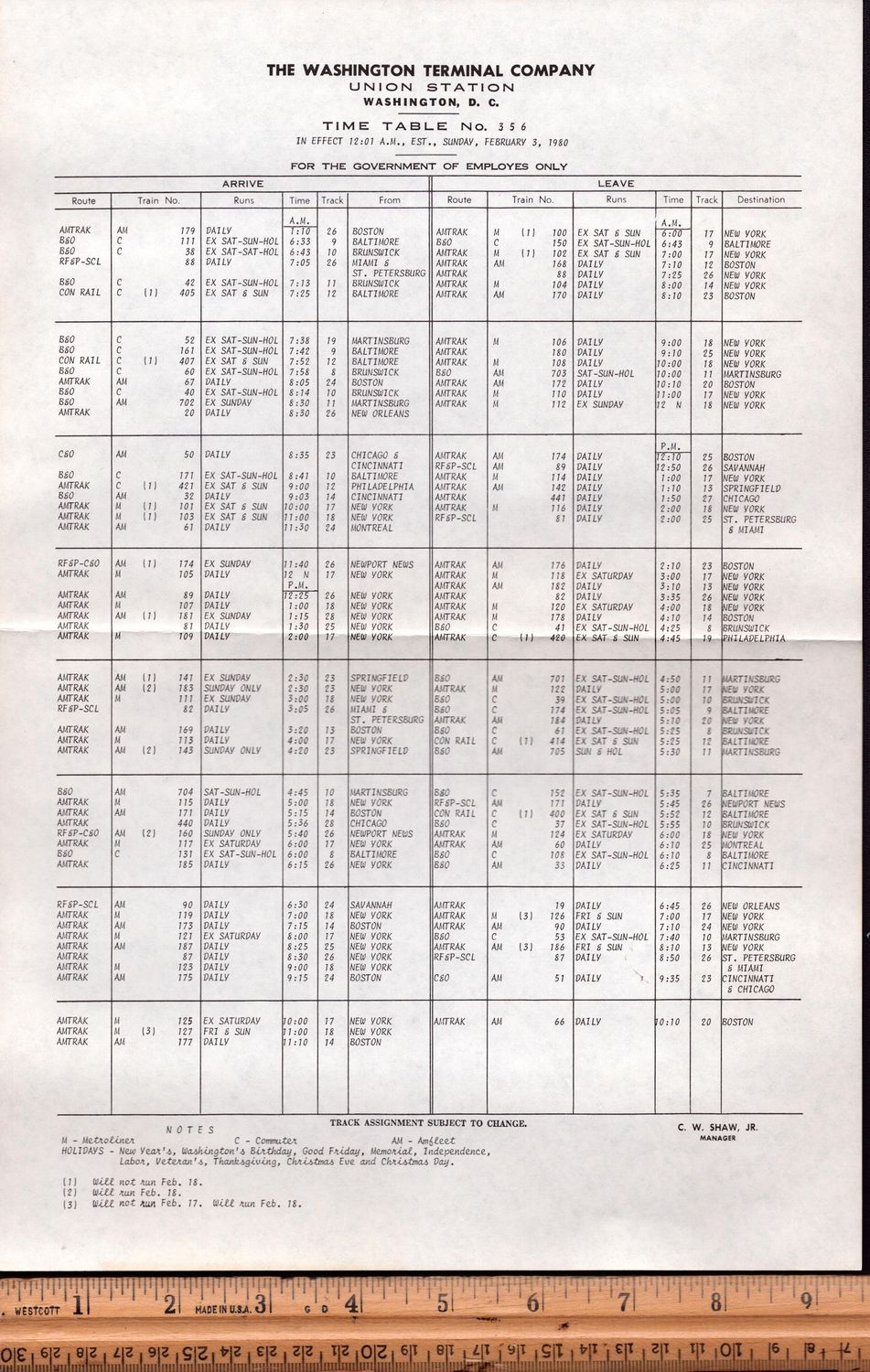 Washington Terminal Company 1980 Washington Terminal Company 1980
